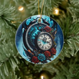 Die Uhr im Nebel der Unendlichkeit. Keramik Ornament