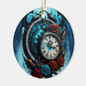 Die Uhr im Nebel der Unendlichkeit. Keramik Ornament (Links)