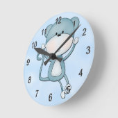 Die Uhr-niedlicher blauer Affe des Kindes Runde Wanduhr (Winkel)