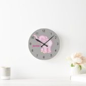 Die Uhr-niedlicher rosa Baby-Elefant des Kindes Runde Wanduhr (Zuhause)