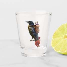 Die Uhrwerkslieferung des Raben Schnapsglas