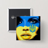 Die Ukraine-Flagge auf dem schönen Girl-Portrait g Button (Vorne & Hinten)