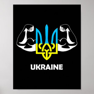 Die Ukraine ist Macht! Emblem der Ukraine. Dreizac Poster
