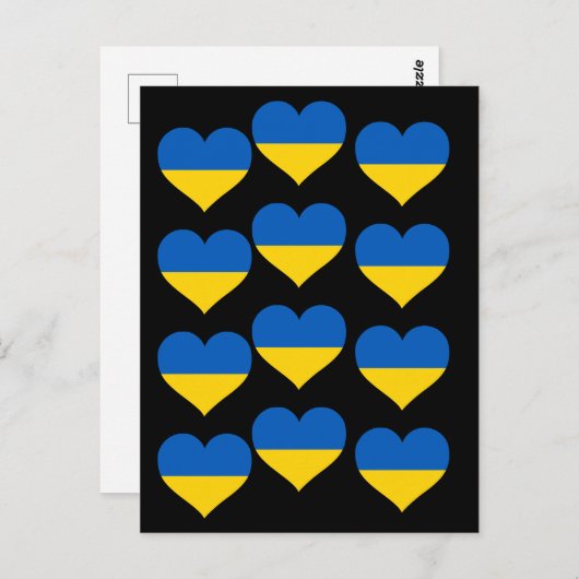 Die ukrainische Flagge hört auf einem Schwarzen Postkarte (Vorne/Hinten)