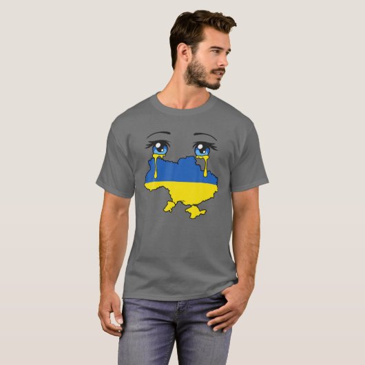 Die ukrainische Flagge weint Tränen für die Ukrain T-Shirt (Vorne ganz)