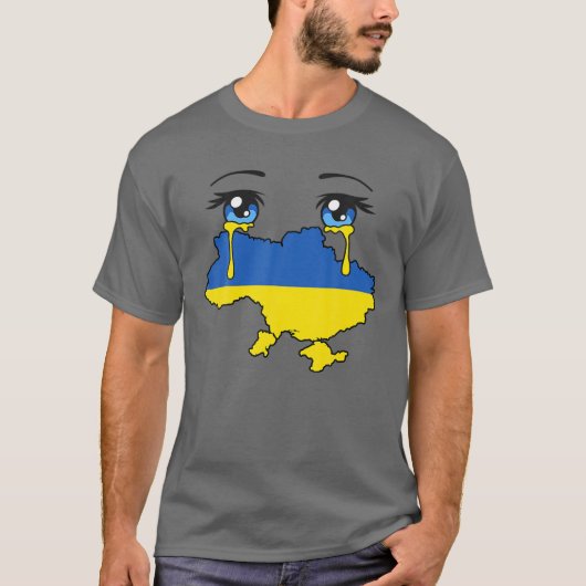 Die ukrainische Flagge weint Tränen für die Ukrain T-Shirt (Vorderseite)