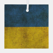 Die ukrainischen Farben auf einem viereckigen Glas Ornament Aus Glas (Rückseite)