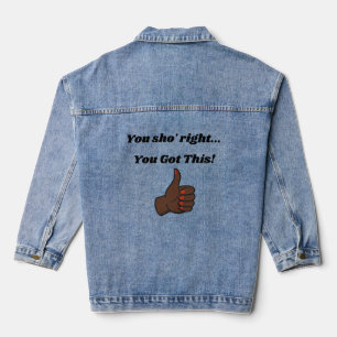 Die ultimative Seitwärtsblick-Aussage Jeansjacke
