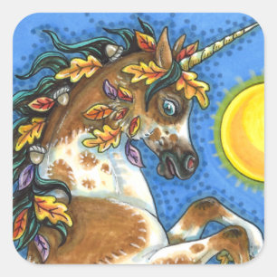 DIE UMGEBUNG LIEGT AUF EINEM UNICORN STALLION UND QUADRATISCHER AUFKLEBER
