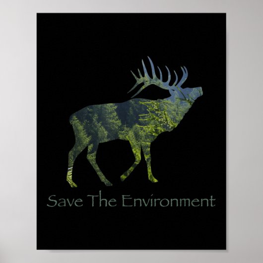 Die Umwelt der Hirsche-Silhouette retten Poster (Vorne)