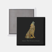 Die Umwelt-Wolf-Silhouette Umwelt gerettet Magnet (Vorderseite/Rückseite)