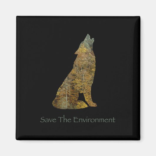 Die Umwelt-Wolf-Silhouette Umwelt gerettet Magnet (Vorne)