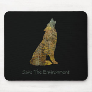 Die Umwelt-Wolf-Silhouette Umwelt gerettet Mousepad