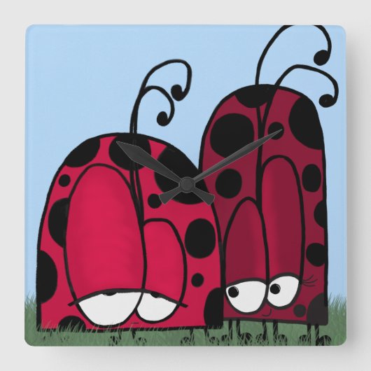 Die unangeforderte Liebe Ladybug Illustration Quadratische Wanduhr (Vorderseite)