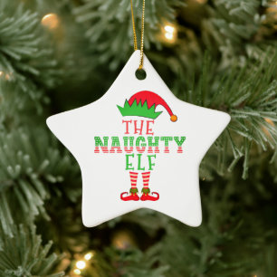 Die unartige Elf-Familie passende Weihnachtspyjama Keramik Ornament