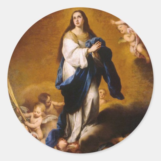 Die unbefleckte Empfängnis Runder Aufkleber (Vorderseite)