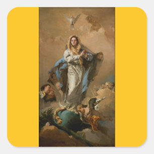 Die unbefleckte Empfängnis von Giovanni Tiepolo Quadratischer Aufkleber