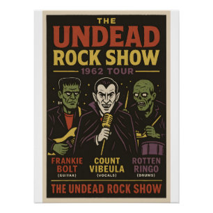 Die Undead Rock Show Retro Monster Band Poster