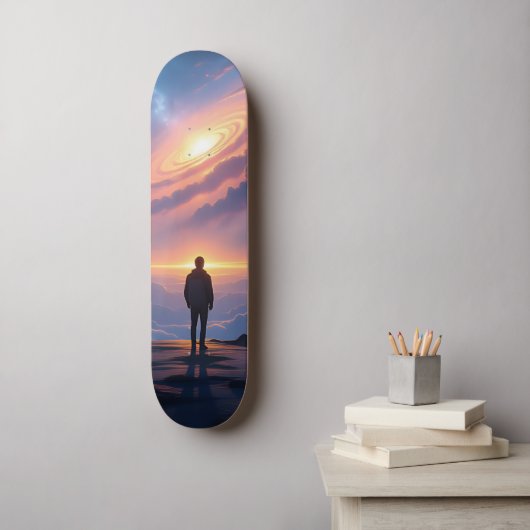 Die Unendlichkeit am Gipfel der Welt berühren Skateboard (Wandkunst)