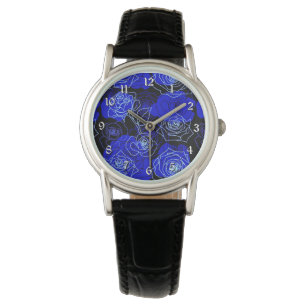 Die unerreichbare blaue Rose Floral Wrist Watch Armbanduhr
