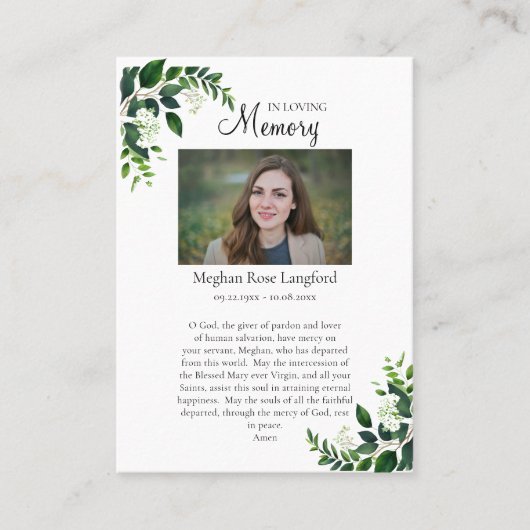 Die unheilvolle Herz-Mary-Beerdigungskarte Platzkarte (Vorderseite)