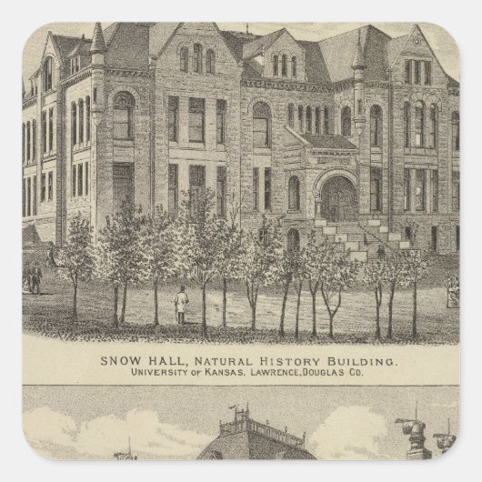 Die Universität Kansas Quadratischer Aufkleber (Vorderseite)