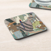 Die untätige Schönheit (pochoir Druck) Getränkeuntersetzer (Linke Seite)