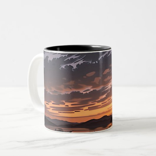 Die untergehende Sonne des koreanischen Meeres Zweifarbige Tasse (Vorderseite Links)