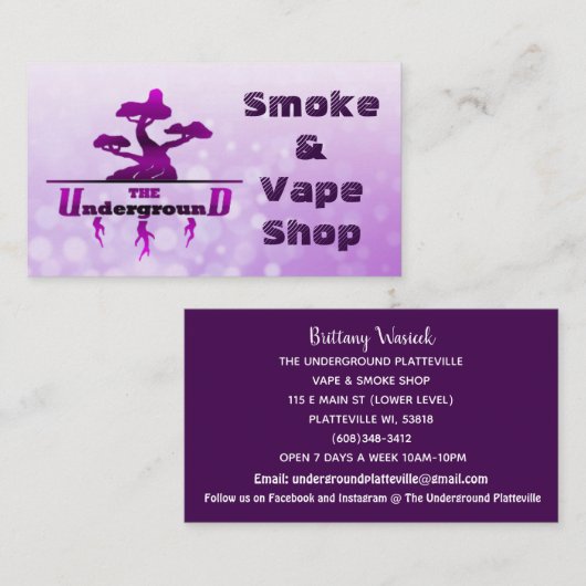 Die Untergrund Business Cards Lila Visitenkarte (Vorne/Hinten)