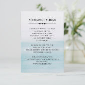 Die Unterkünfte in Aquarellblau. Angaben zur Hochz Begleitkarte (Stehend Vorderseite)