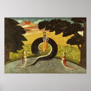 Die Unterordnung von Kaliya, Basohli, Pahari Poster