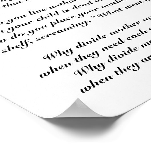 DIE UNTERSCHEIDUNG ZWISCHEN MUTTER UND KIND POSTER (Ecke)