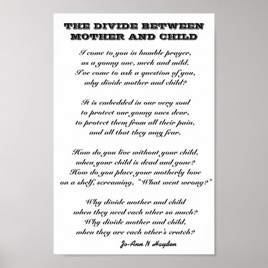 DIE UNTERSCHEIDUNG ZWISCHEN MUTTER UND KIND POSTER (Vorne)