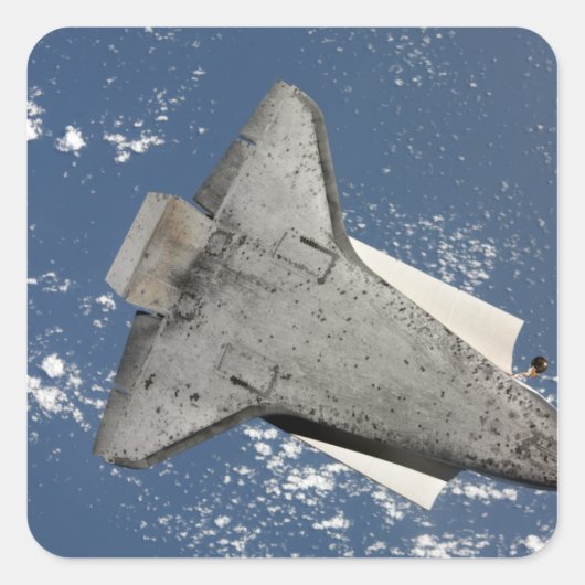 Die Unterseite des Space Shuttles Discovery 2 Quadratischer Aufkleber (Vorderseite)
