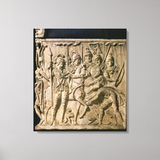 Die Unterwerfung eines Barbaren durch eine römisch Leinwanddruck (Vorderseite)