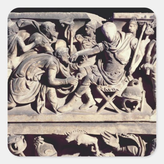 Die Unterwerfung eines Barbaren einem Römer Quadratischer Aufkleber (Vorderseite)