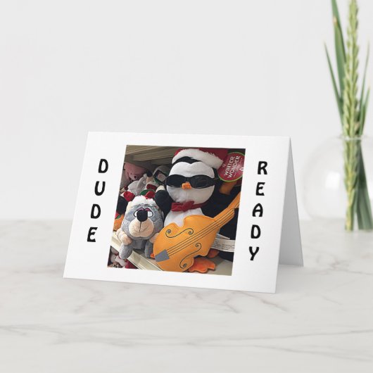 DIE URLAUBSSAISON=PENQUIN ROCKIN'/FEIERFEIERN FEIERTAGSKARTE (Vorderseite)