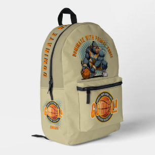 Die ursprüngliche Kraft von Basketball Druckknop Bedruckter Rucksack
