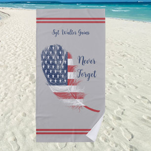 Die US Feather Flag Vergessen Sie nie die Erinneru Strandtuch