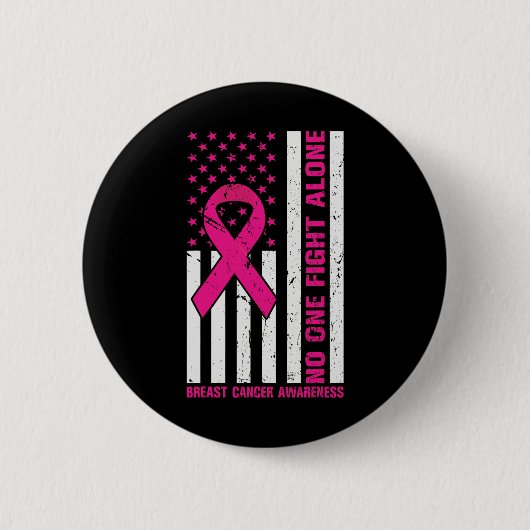 Die US-Flagge Rosa Band Niemand kämpft gegen Brust Button (Vorderseite)