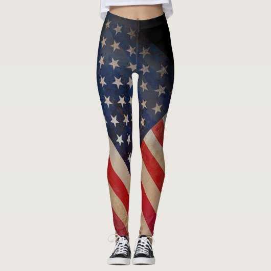 Die US Flaggegrunge-Art Leggings (Vorderseite)