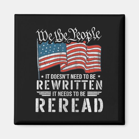 Die US-Flaggenverfassung der USA muss neu gelesen  Magnet (Vorne)