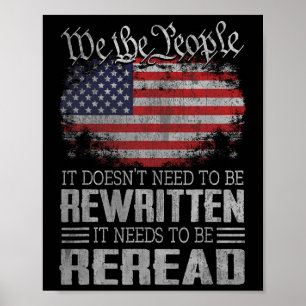 Die US-Flaggenverfassung der USA muss neu gelesen Poster