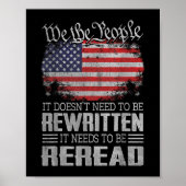 Die US-Flaggenverfassung der USA muss neu gelesen Poster (Vorne)