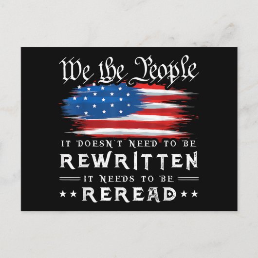 Die US-Flaggenverfassung der USA muss neu gelesen  Postkarte (Vorderseite)