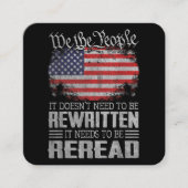 Die US-Flaggenverfassung der USA muss neu gelesen Quadratische Visitenkarte (Vorderseite)