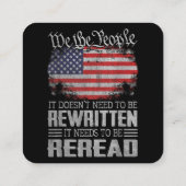 Die US-Flaggenverfassung der USA muss neu gelesen Quadratische Visitenkarte (Rückseite)