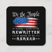 Die US-Flaggenverfassung der USA muss neu gelesen  Quadratische Visitenkarte (Rückseite)