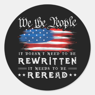 Die US-Flaggenverfassung der USA muss neu gelesen  Runder Aufkleber