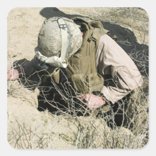 Die US-Marine springt ein Loch hinunter Quadratischer Aufkleber